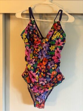 Floral One-Piece Swimsuit - Purple Multicolor
